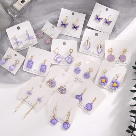 Wholesale Jewelry Purple Refreshing Earrings Sell By Kilo