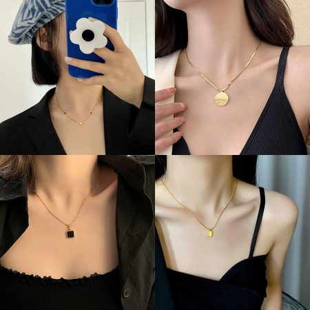 Blind Box Jewelry Gold Geometric Design Necklaces