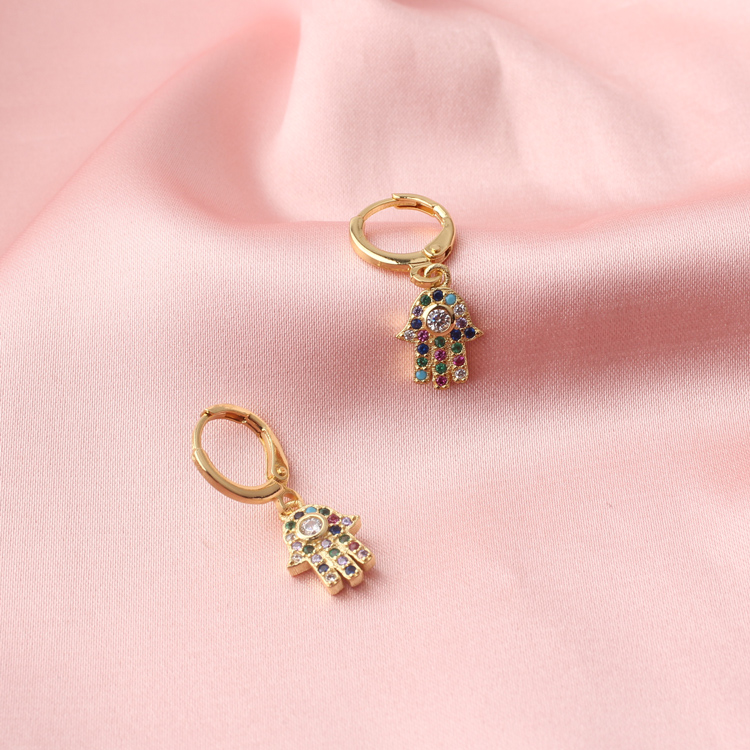 Zircon Palm Shape Earrings Necklace Women Jewelry Set