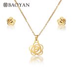 18k Gold Camellia Flower Necklace Women Jewelry Sets Wholesale