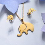 Gold Cute Elephant Fashion Stainless Steel Jewelry Set Wholesale