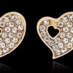Crystal Heart Cuff Bracelet Earrings Necklace Set