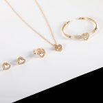 Cute Heart Shaped Necklace Earrings Sets Jewelry