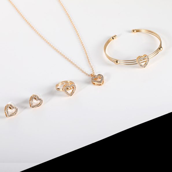 Cute Heart Shaped Necklace Earrings Sets Jewelry