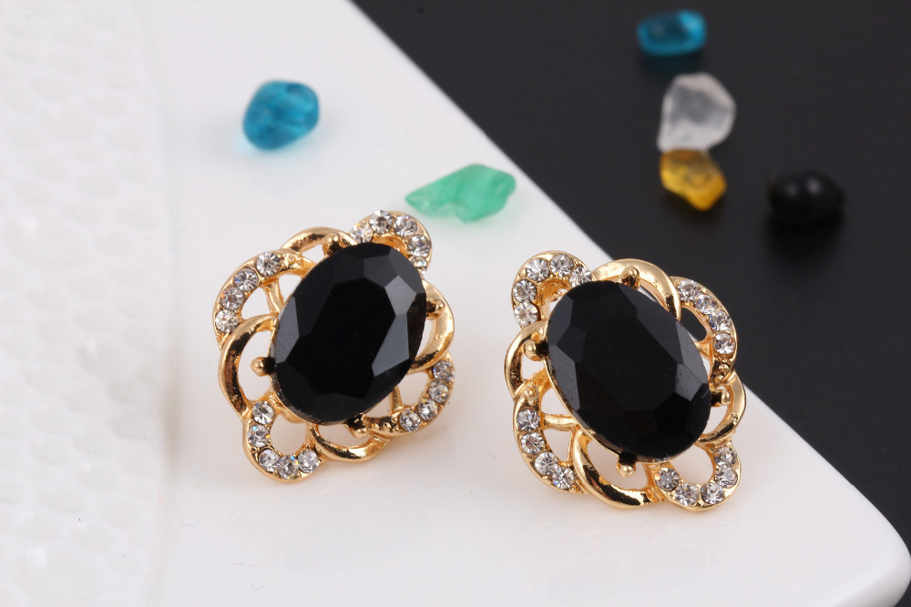 Fashion 18K Gold Crystal Earring Necklace Jewelry Set