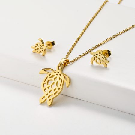 Fashion Jewelry 18K Gold Plated Stainless Steel Turtle Jewelry Sets