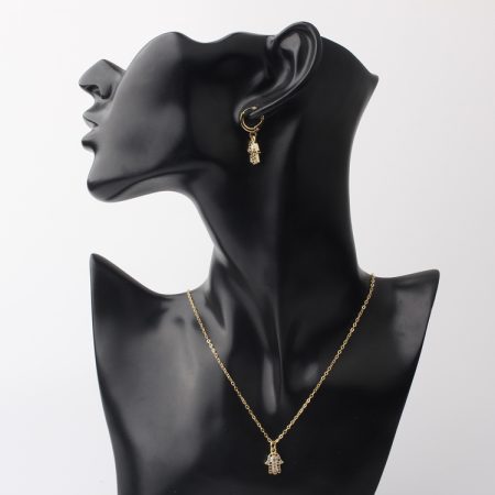 Zircon Palm Shape Earrings Necklace Women Jewelry Sets