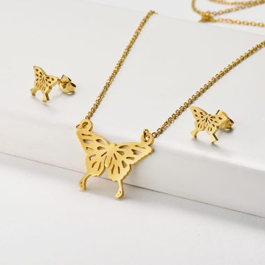 18K Gold Plated Stainless Steel Butterfly Jewelry Sets