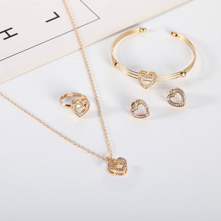 Cute Heart Shaped Necklace Earrings Sets Jewelry