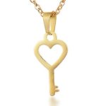 18k Gold Lacie heart Love Key Necklace Set For Women