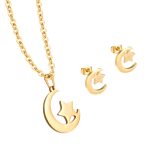 I Love You To The Moon And Star Necklace Earring Jewelry Set