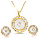 Women Stainless Steel Crystal Solid Disc Jewelry Sets Wedding Gift