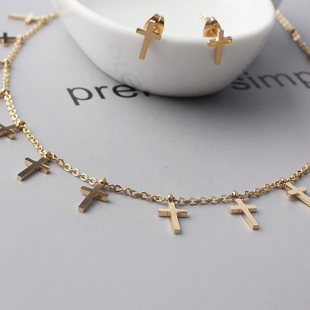 Wedding Jewelry Sets Cross Pendants Necklaces Earrings Sets
