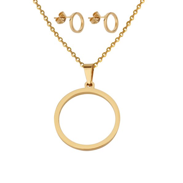 Simple Charm Jewelry Hoop Circle Pendant Jewelry Sets
