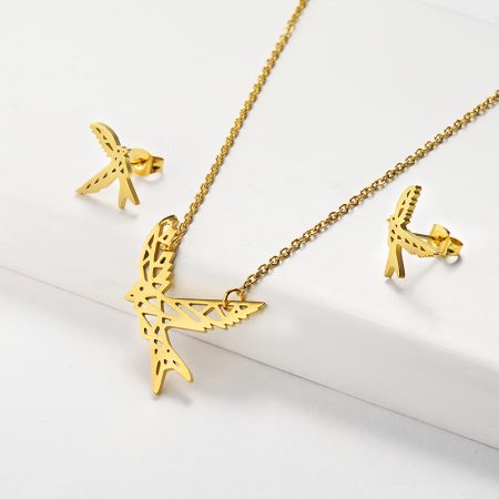 Fashion Jewelry 18K Gold Plated Stainless Steel Bird Jewelry Sets