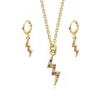 Zircon Unique Lightning Earring Necklace Jewelry Set