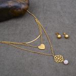Dubai Jewelry Set Heart Shape Layered Necklace Earring Set