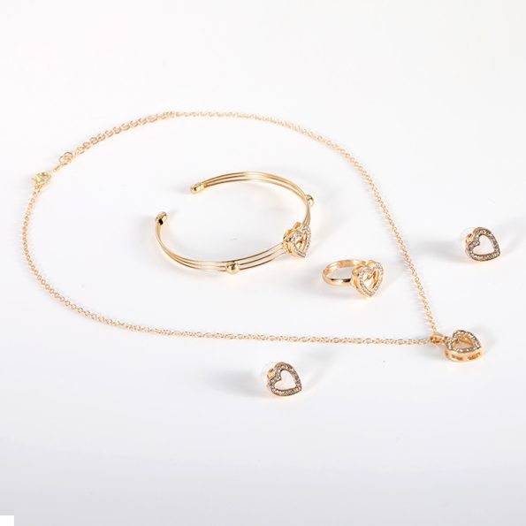 Cute Heart Shaped Necklace Earrings Sets Jewelry