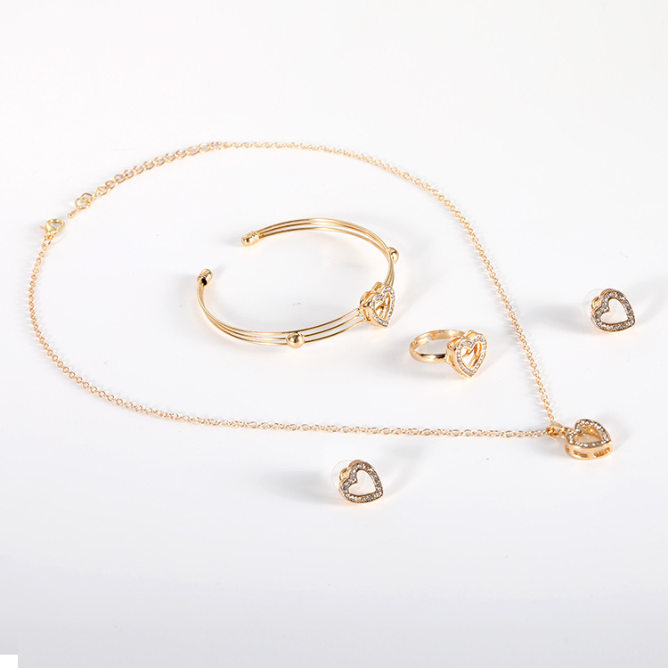 Cute Heart Shaped Necklace Earrings Sets Jewelry