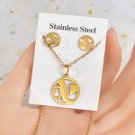 18k Gold Plated Stainless  Gift Necklace Earrings  Set For Women