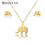 Gold Cute Elephant Fashion Stainless Steel Jewelry Set Wholesale