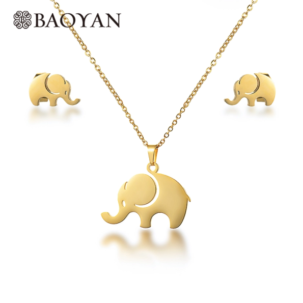 Gold Cute Elephant Fashion Stainless Steel Jewelry Set WholesaleE7CBF6F8-CB71-4A27-BCC7-47D3E4C7DB29