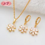 18k gold necklace earrings set