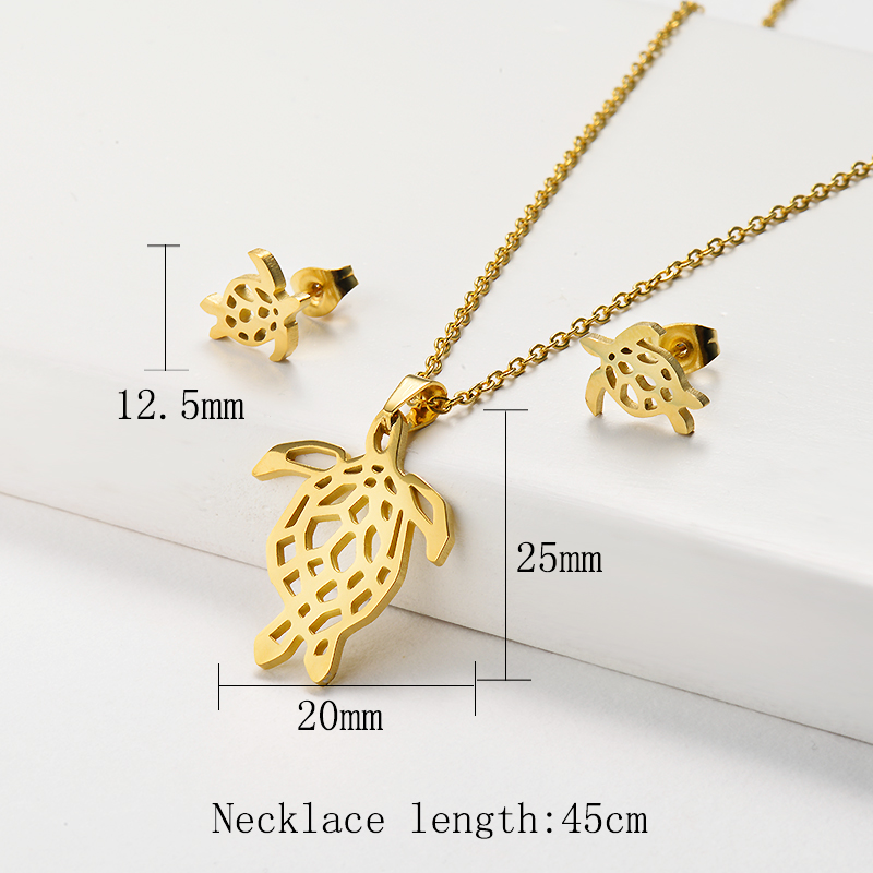 Fashion Jewelry 18K Gold Plated Stainless Steel Turtle Jewelry Sets