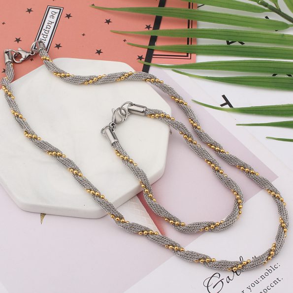 Stainless Steel Custom Chain Necklace And Bracelet Jewelry Set