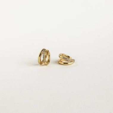 Wholesale Jewelry Minimalist Anniversary Double Gold Hoop Earrings