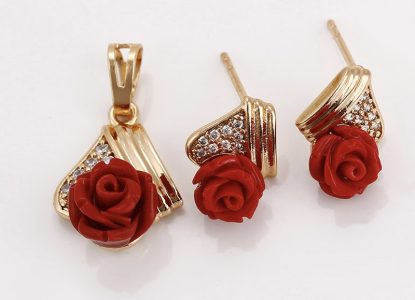 Fashion Jewelry Red Flower Sets