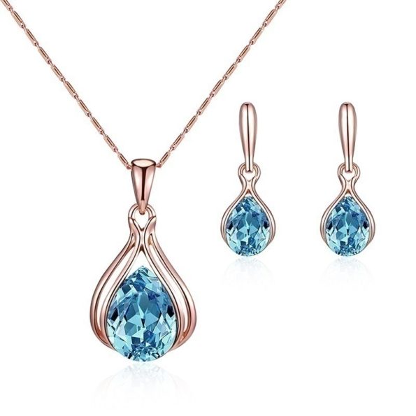 Rose Gold Plated Engagement Jewelry Set