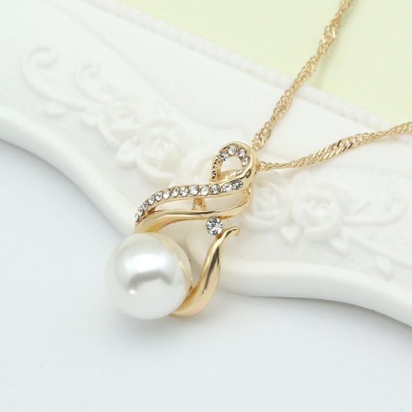 Elegant Women Wedding Pearl Pendant Earrings Necklace Sets