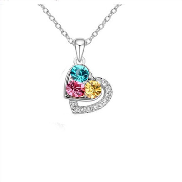 New Arrival Heart Crystal Necklace Bling Earrings Necklace Sets