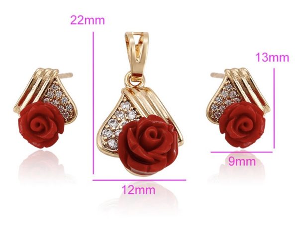 Fashion Jewelry Red Flower Sets
