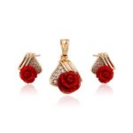 Fashion Jewelry Red Flower Sets