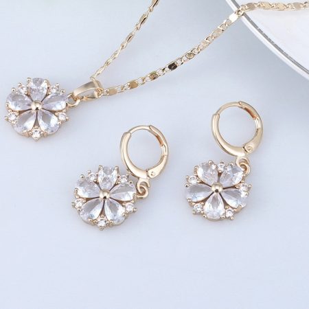 Customized Wedding Bridal Flower Necklace Earring Set