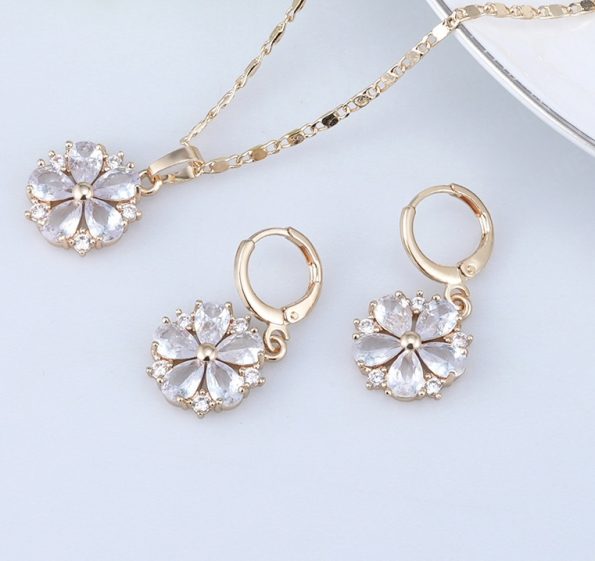 Customized Wedding Bridal Flower Necklace Earring Set