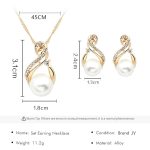 Elegant Women Wedding Pearl Pendant Earrings Necklace Sets