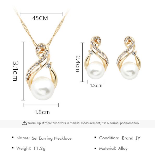 Elegant Women Wedding Pearl Pendant Earrings Necklace Sets