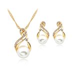 Elegant Women Wedding Pearl Pendant Earrings Necklace Sets