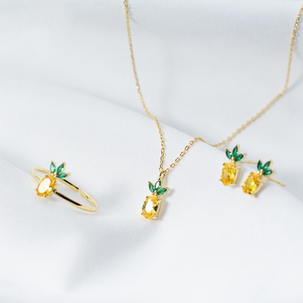 New Design Women Girls Jewelry Yellow Pineapple