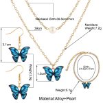 Cute Butterfly Chain Charms Pearl Earring Set