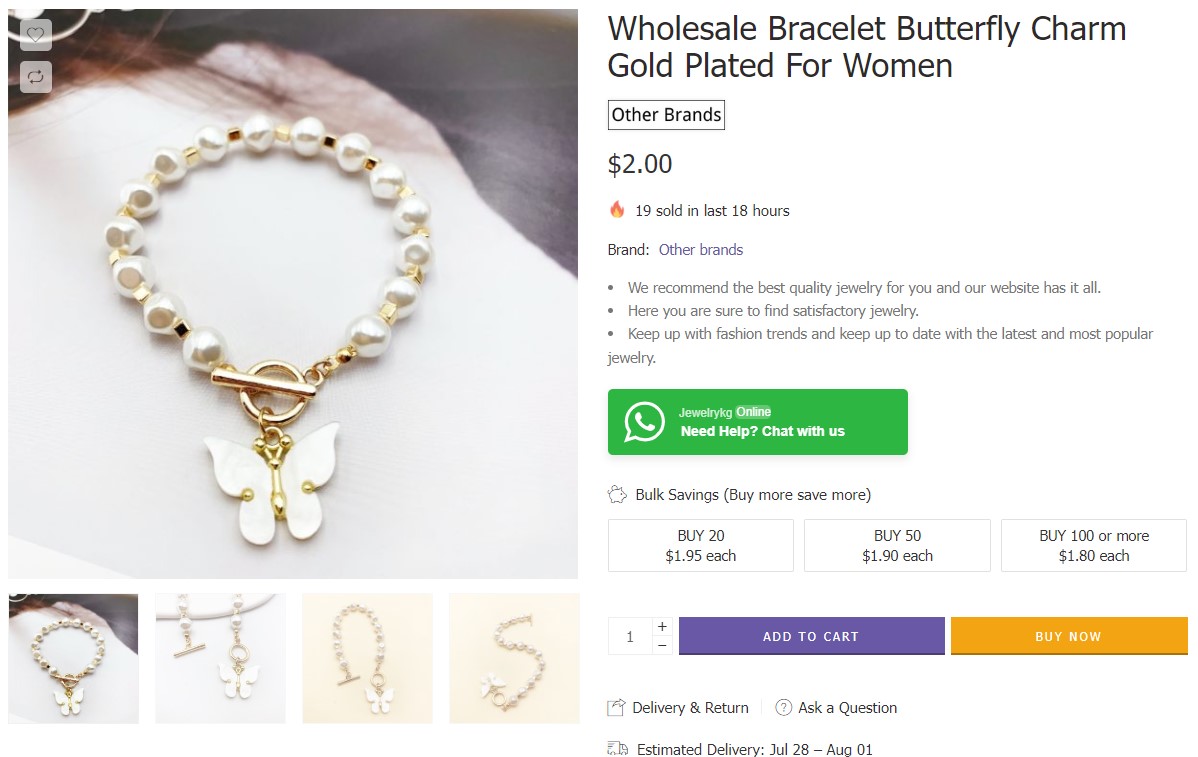 Butterfly bulk jewelry
