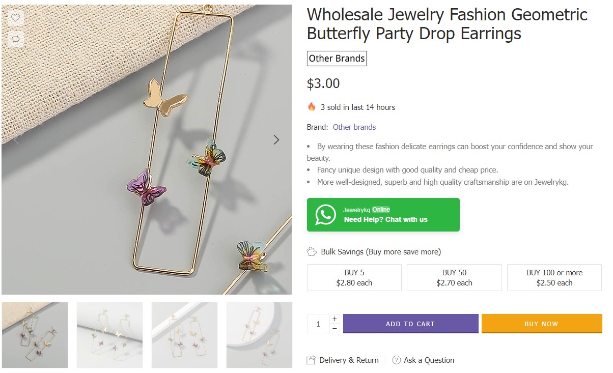 Butterfly bulk jewelry