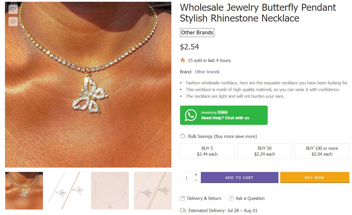 Butterfly bulk jewelry