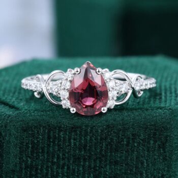 Pear Shaped Tourmaline Engagement Ring Infinity Design Promise Ring For Women