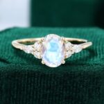 Yellow Gold  Oval cut Moonstone engagement ring