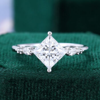 Princess Cut Moissanite Clean Design Engagement Ring