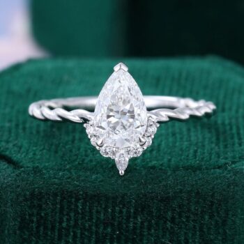 Pear Cut Lab Diamond Engagement Ring with Twisted Band